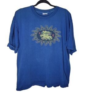 Vintage 80s Dragon Flames Jnco Style Graphic T-Shirt in Blue